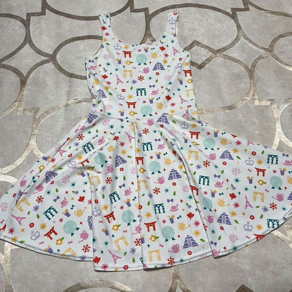 Disney Epcot inspired Colorful Patterned Sleeveless Dress